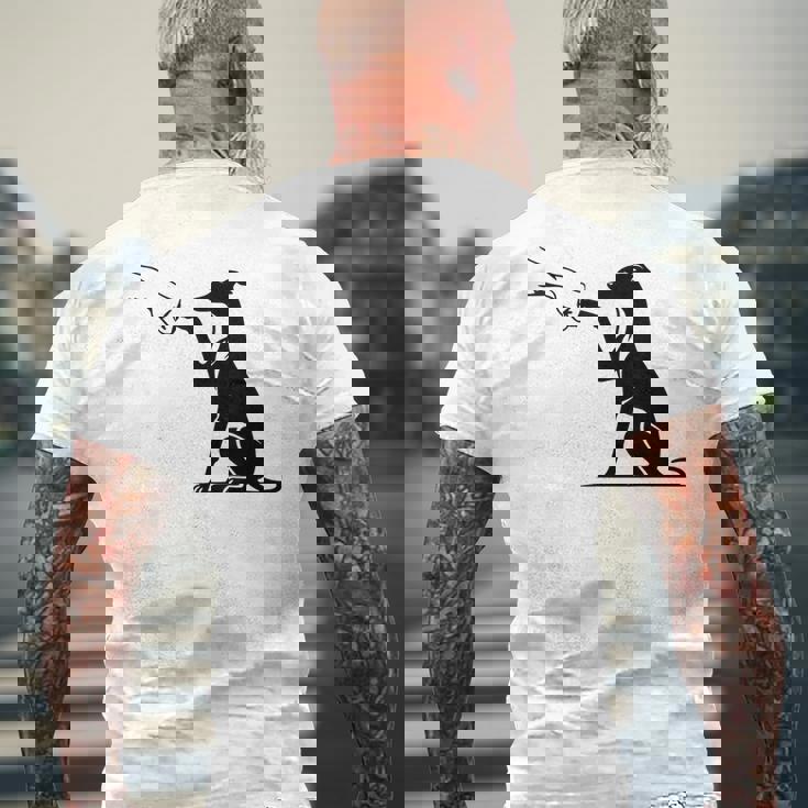 手を持つかわいいウィペット、ウィペットのママ メンズTシャツ バックプリント 高齢者への贈り物