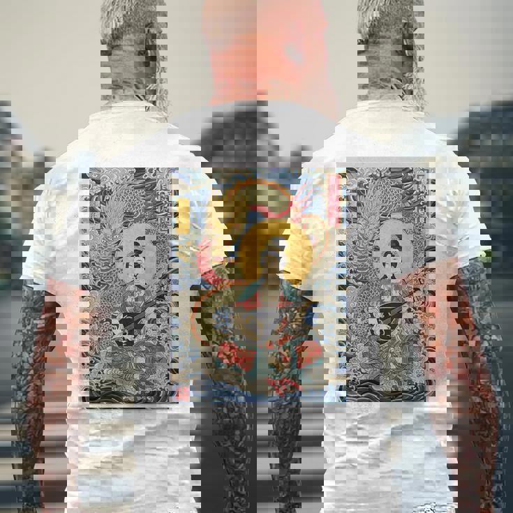 日本 浮世絵 滋賀 琵琶湖 竹生島 弁財天 竜 龍神 バックプリント メンズTシャツ バックプリント 高齢者への贈り物