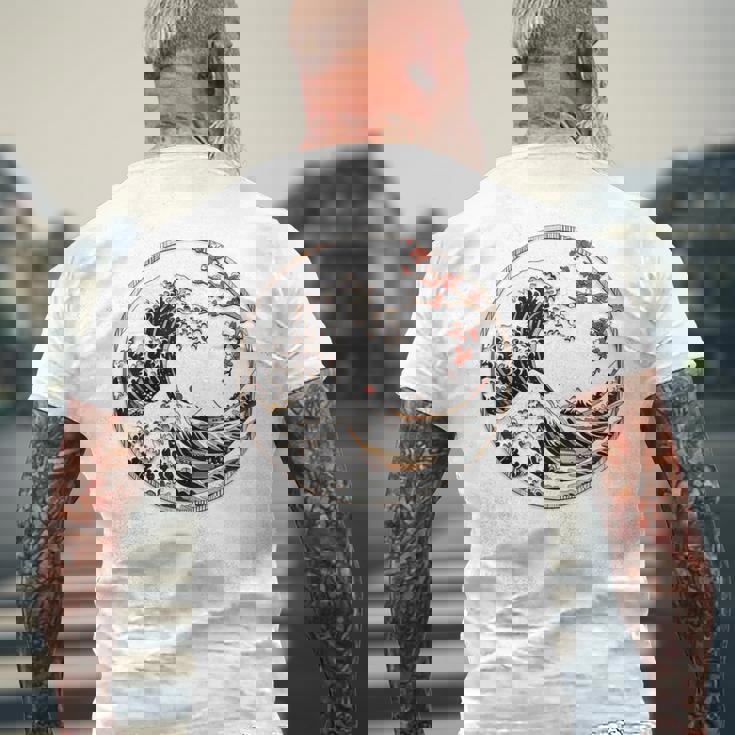 日本 神奈川 波 津波 浮世絵 日本美術 メンズTシャツ バックプリント 高齢者への贈り物
