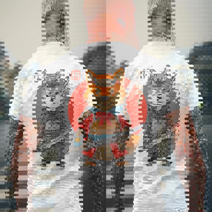 日本の侍犬 柴戦士 浮世サムライ バックプリント メンズTシャツ バックプリント 高齢者への贈り物