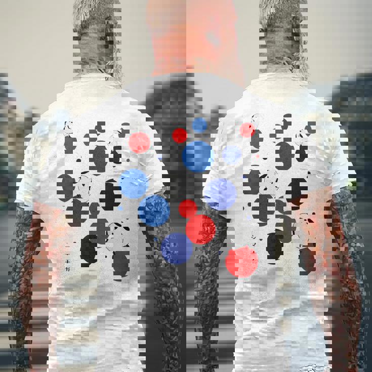 日本の野鳥 シマエナガ 赤 青 ドット 丸 水玉 関西 イベント 家族 お揃い メンズTシャツ バックプリント 高齢者への贈り物