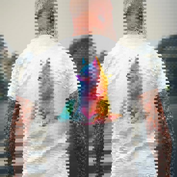 日本スピッツ 犬 モチーフ ペットアート 日本スピッツ メンズTシャツ バックプリント 高齢者への贈り物