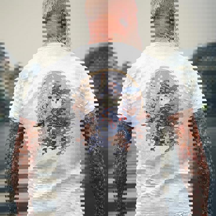 日本美術 うさぎ 忍者 浮世絵 アニメ風 侍うさぎ メンズTシャツ バックプリント 高齢者への贈り物