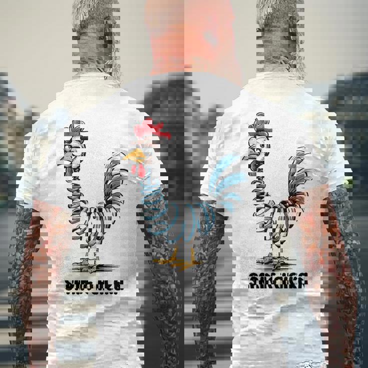 春のチキンチキンポゴスティックファニーチキン メンズTシャツ バックプリント 高齢者への贈り物