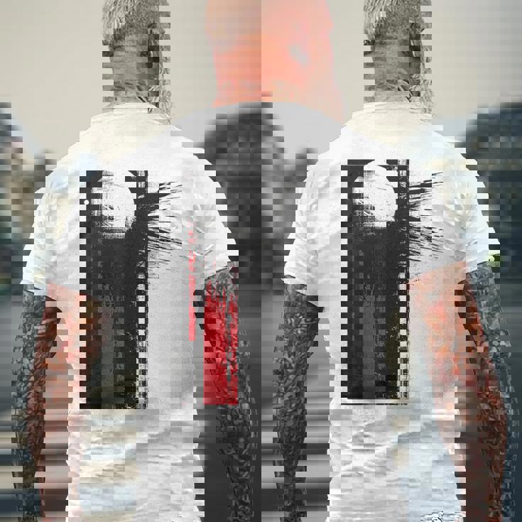 月 抽象 モチーフ 描画 アートワーク 絵画 月 メンズTシャツ バックプリント 高齢者への贈り物