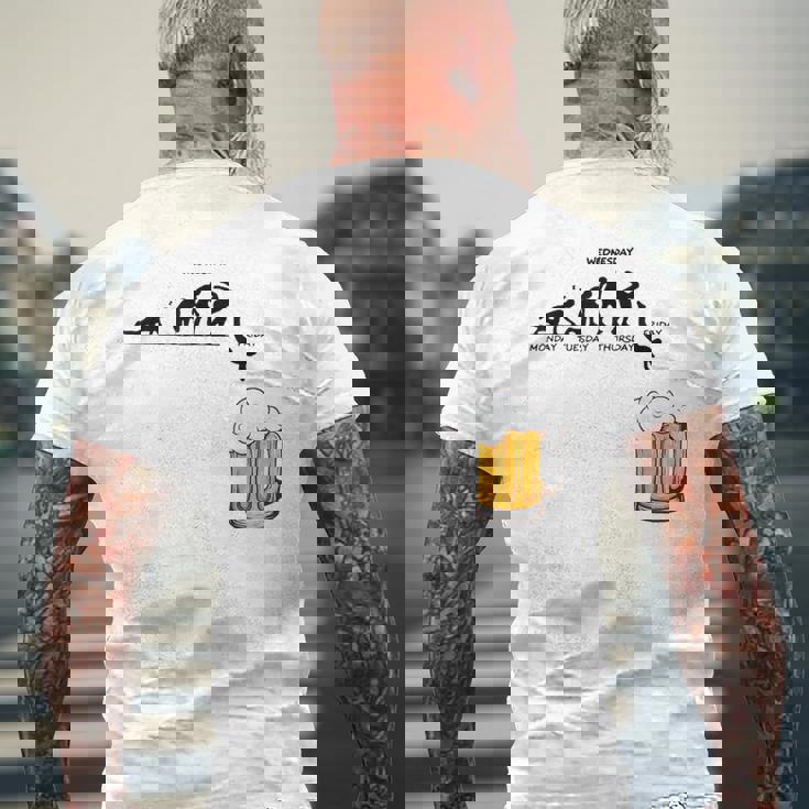 月曜日金曜日 スティックマン ビールウィークジャンプ エネルギー 皮肉 メンズTシャツ バックプリント 高齢者への贈り物