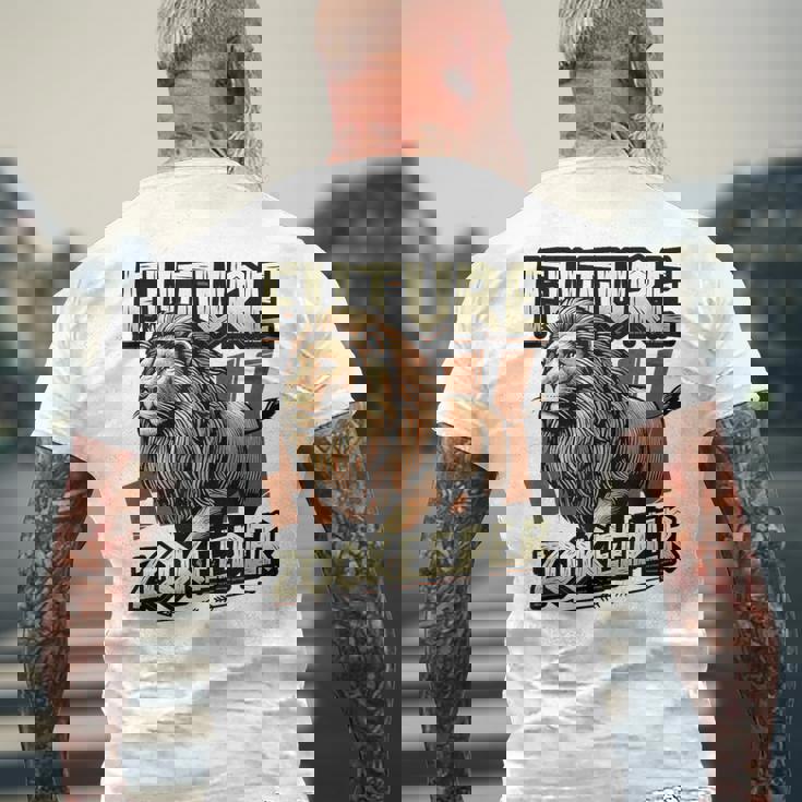 未来の飼育係ライオンの恋人 メンズTシャツ バックプリント 高齢者への贈り物