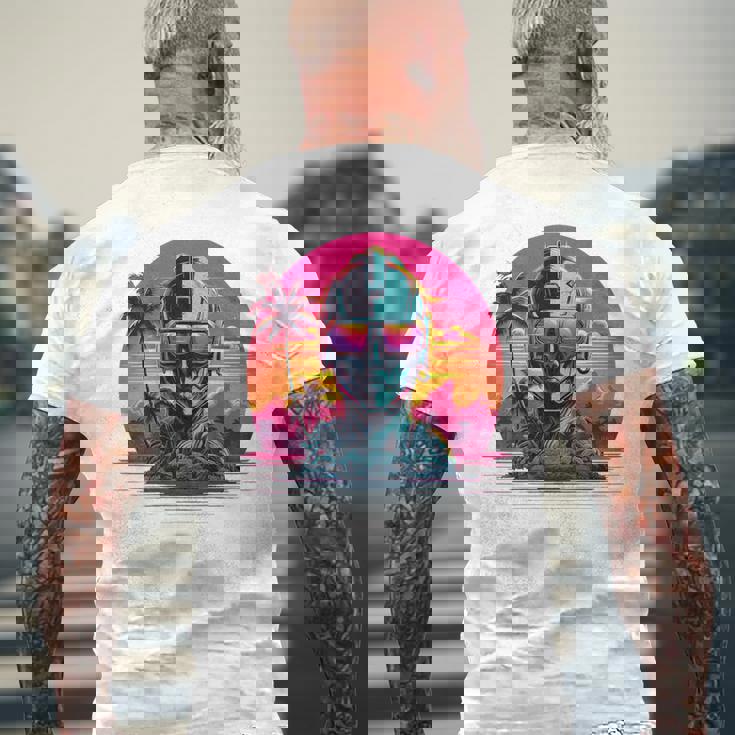 バックプリント 未来派 レトロ ヴェイパーウェーブ サイバーパンク 彫刻 メンズTシャツ バックプリント 高齢者への贈り物