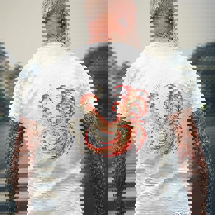 朱雀 不死鳥 火の鳥 フェニックス 漢字 イラスト バックプリント メンズTシャツ バックプリント 高齢者への贈り物