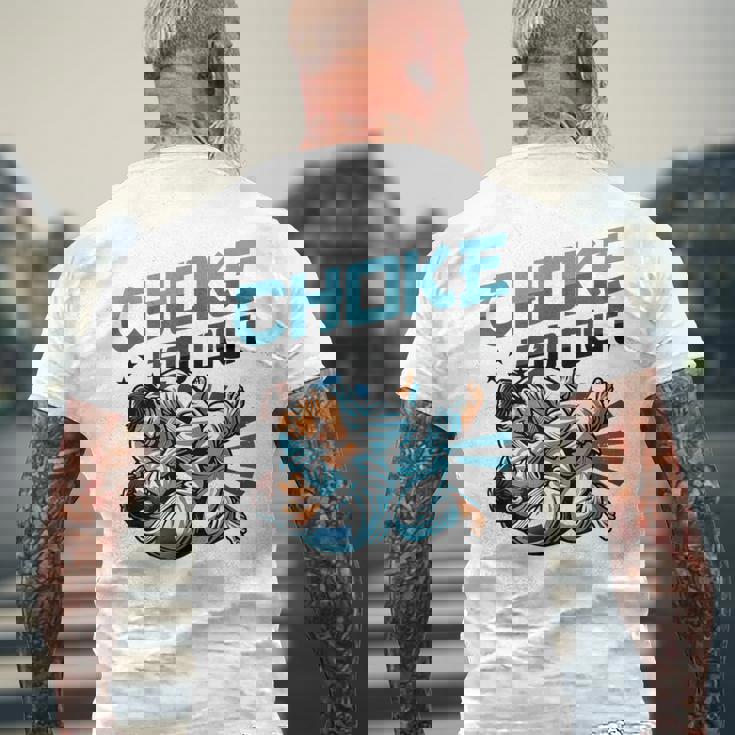 柔術 チョーク エムアウト 格闘技 柔術 メンズTシャツ バックプリント 高齢者への贈り物