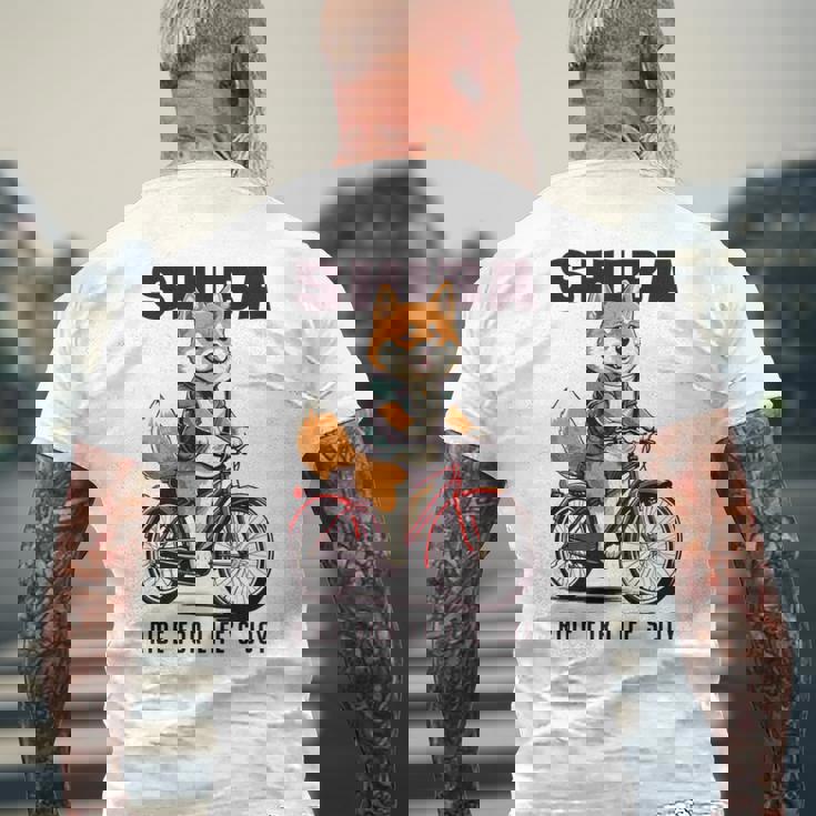 柴犬 いぬ イラスト 柴犬好き 犬好き 自転車 かわいい おもしろ レトロ Ride For Life's Joy 長袖tシャツ メンズTシャツ バックプリント 高齢者への贈り物