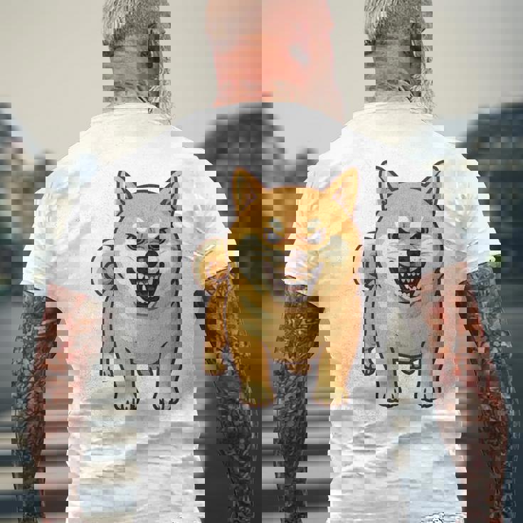 柴犬 犬 ムキッ ムキ顔 水彩 我慢の限界 怒る犬 イラスト おもしろ 長袖tシャツ メンズTシャツ バックプリント 高齢者への贈り物