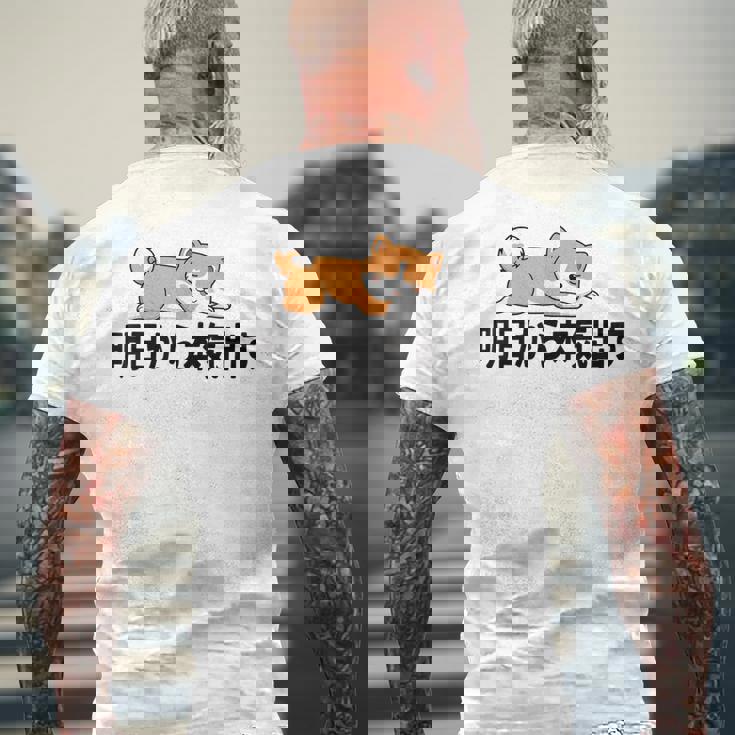 柴犬ファンにおすすめ！明日から頑張るデザイン メンズTシャツ バックプリント 高齢者への贈り物