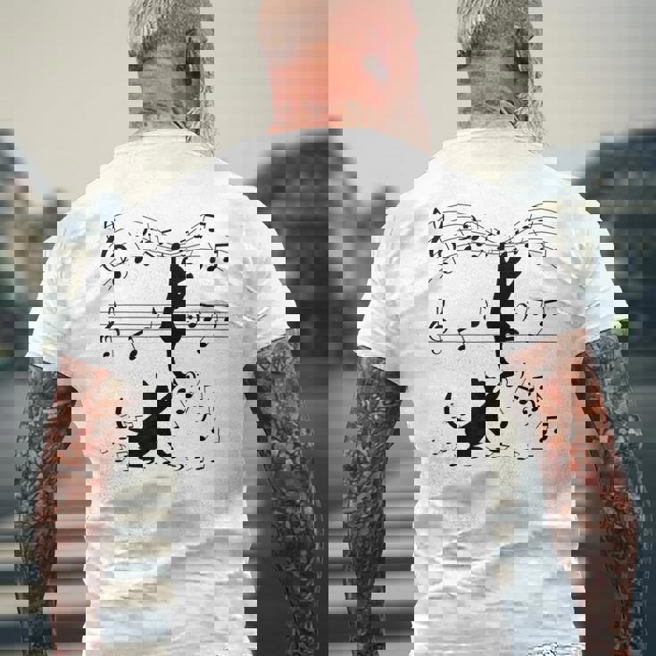 楽譜で遊ぶ面白い猫 メンズTシャツ バックプリント 高齢者への贈り物