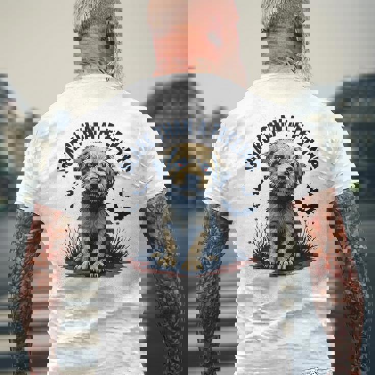 気持ちより怖い愛らしい子犬 メンズTシャツ バックプリント 高齢者への贈り物