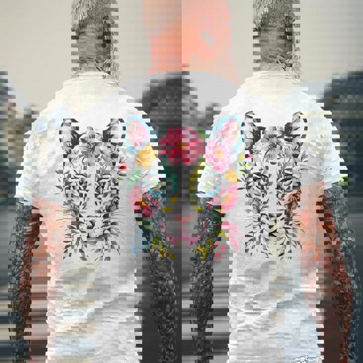 水彩ファンタジー風プーマの花 メンズTシャツ バックプリント 高齢者への贈り物