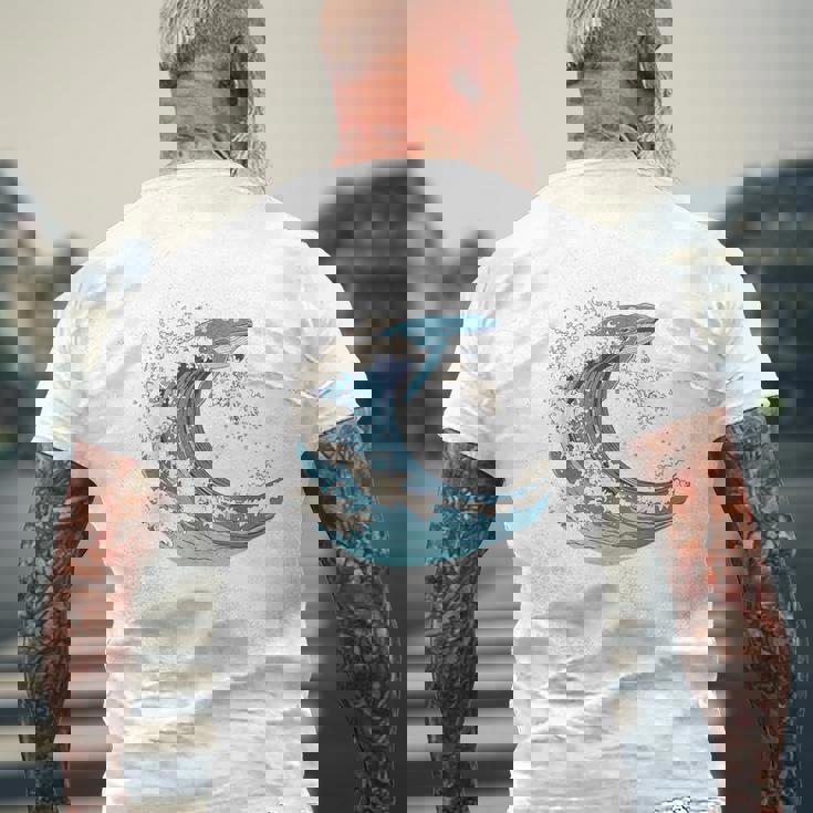 海の波から現れる芸術的なクジラ メンズTシャツ バックプリント 高齢者への贈り物
