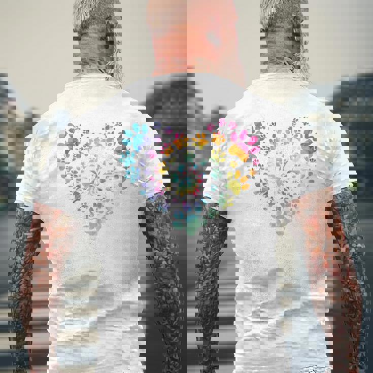 バックプリント 犬の足跡 犬 ペット 足跡 プリント メンズTシャツ バックプリント 高齢者への贈り物