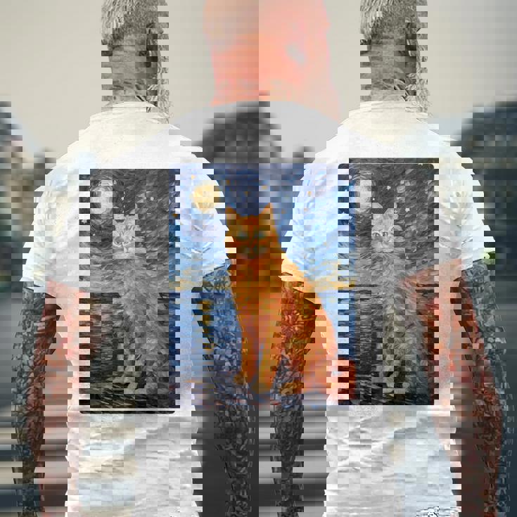 猫のポートレートオイル印刷甘い子猫 長袖tシャツ メンズTシャツ バックプリント 高齢者への贈り物