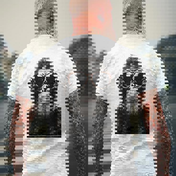 猿の恋人 アート 図面 動物 抽象 グラフィック 猿 メンズTシャツ バックプリント 高齢者への贈り物