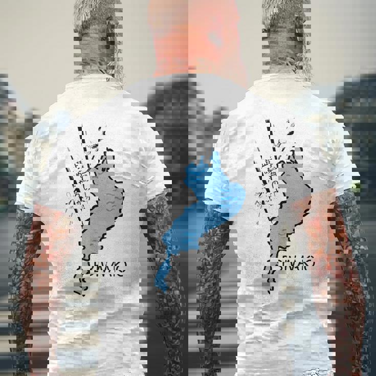 琵琶湖を止めようか大胆な日本のユーモア メンズTシャツ バックプリント 高齢者への贈り物