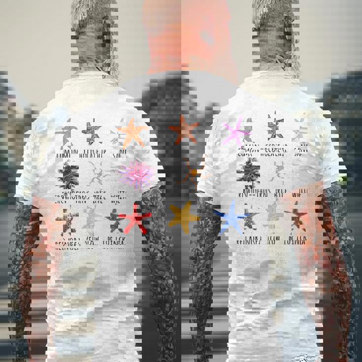 異なるタイプのヒトデの品種コレクション、かわいいヒトデ Lo メンズTシャツ バックプリント 高齢者への贈り物