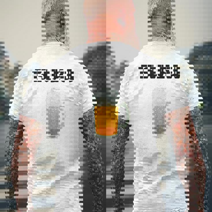 痛風 ビール 自虐 デブ ウケる ギフト ロゴ 面白 ジョーク おもしろ ネタ オリジナル 白 メンズTシャツ バックプリント 高齢者への贈り物