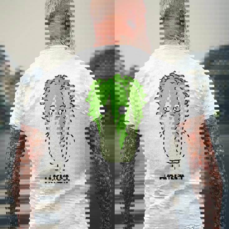 白菜 ハクサイ 顔 イラスト かわいい おもしろ 面白い 簡単 シンプル ゆるい 野菜 メンズTシャツ バックプリント 高齢者への贈り物