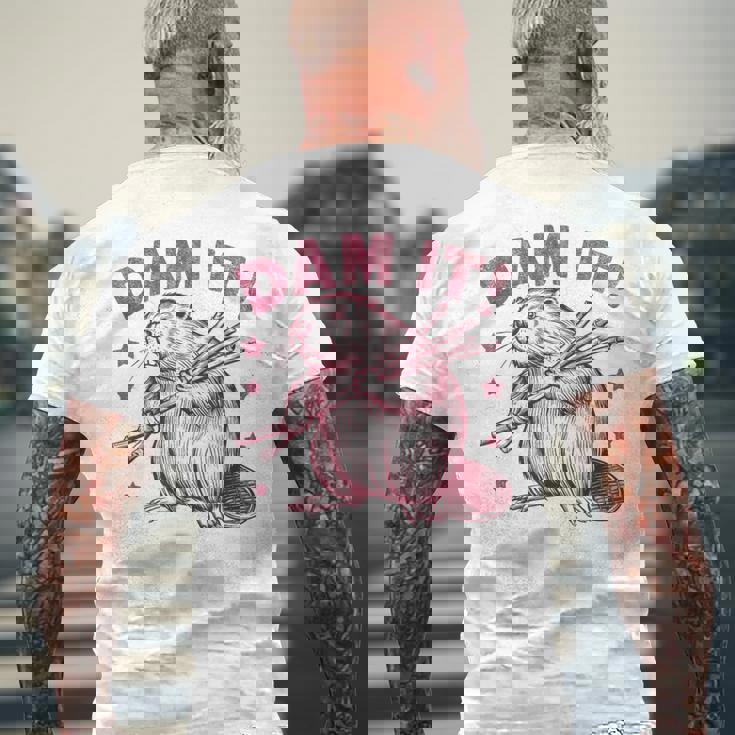 皮肉なビーバー メンズTシャツ バックプリント 高齢者への贈り物