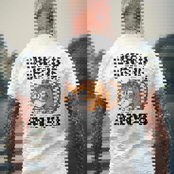 皮肉な猫好き 面白い 内向的 反社会的 不機嫌そうなキティ メンズTシャツ バックプリント 高齢者への贈り物