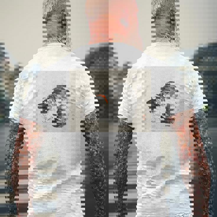 眠れる猫 子猫 このばいれい 日本 美術 絵画 かわいい 墨 メンズTシャツ バックプリント 高齢者への贈り物