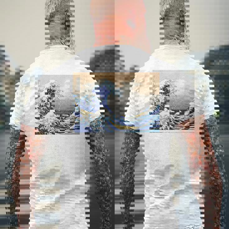 神奈川沖大波 北斎 日本美術 メンズTシャツ バックプリント 高齢者への贈り物