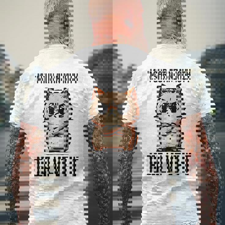 私は短気で口うるさいので、それを扱います。態度猫 メンズTシャツ バックプリント 高齢者への贈り物