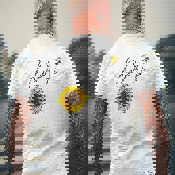 秋のひまわり マルハナバチ 面白いひまわり蜂 秋の愛 メンズTシャツ バックプリント 高齢者への贈り物