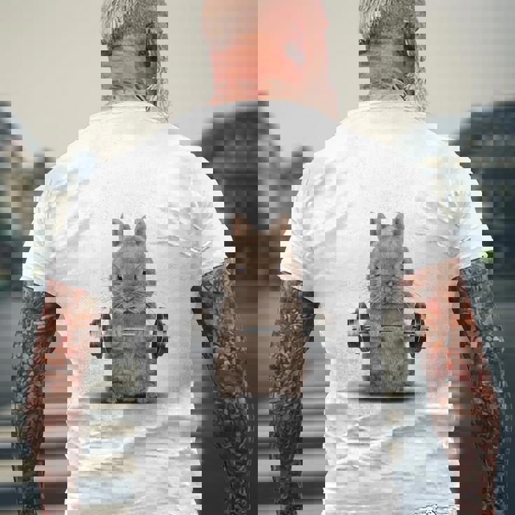 筋トレ ジム やる気がないなら家に帰れ ネザーランドドワーフ ウサギ ベージュ メンズTシャツ バックプリント 高齢者への贈り物