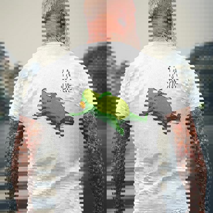 終わった、リラックスしているカエル、カエル好きの面白いカエル、カエル メンズTシャツ バックプリント 高齢者への贈り物