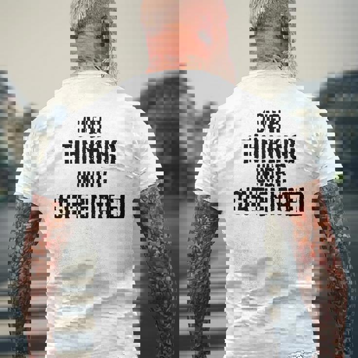 考えすぎてカフェイン入りの面白い メンズTシャツ バックプリント 高齢者への贈り物