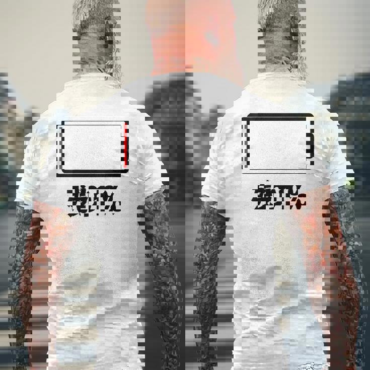 背中【残り1】電池 バッテリー おもしろ 面白い ギャグ ネタ ウケ狙い 笑える ユーモア おバカな 個性的な メンズTシャツ バックプリント 高齢者への贈り物