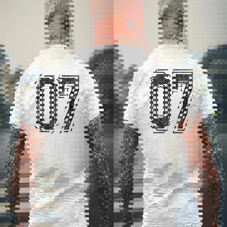 背中に07番 メンズTシャツ バックプリント 高齢者への贈り物