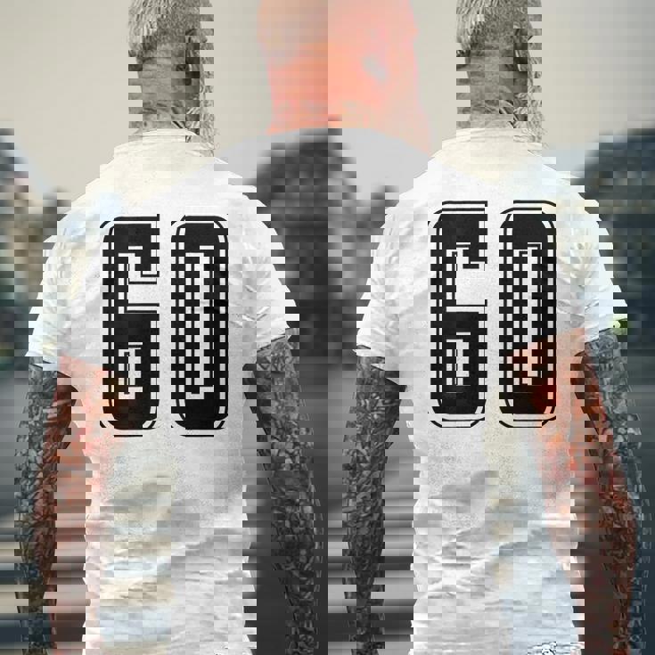 背番号 60 チーム短大スポーツ背番号付きユニフォーム メンズTシャツ バックプリント 高齢者への贈り物