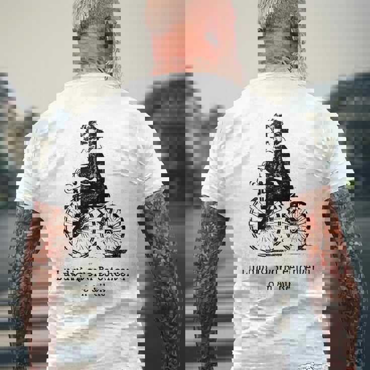 自転車に乗ったベートーベン ルートヴィグバン ベートーベン メンズTシャツ バックプリント 高齢者への贈り物