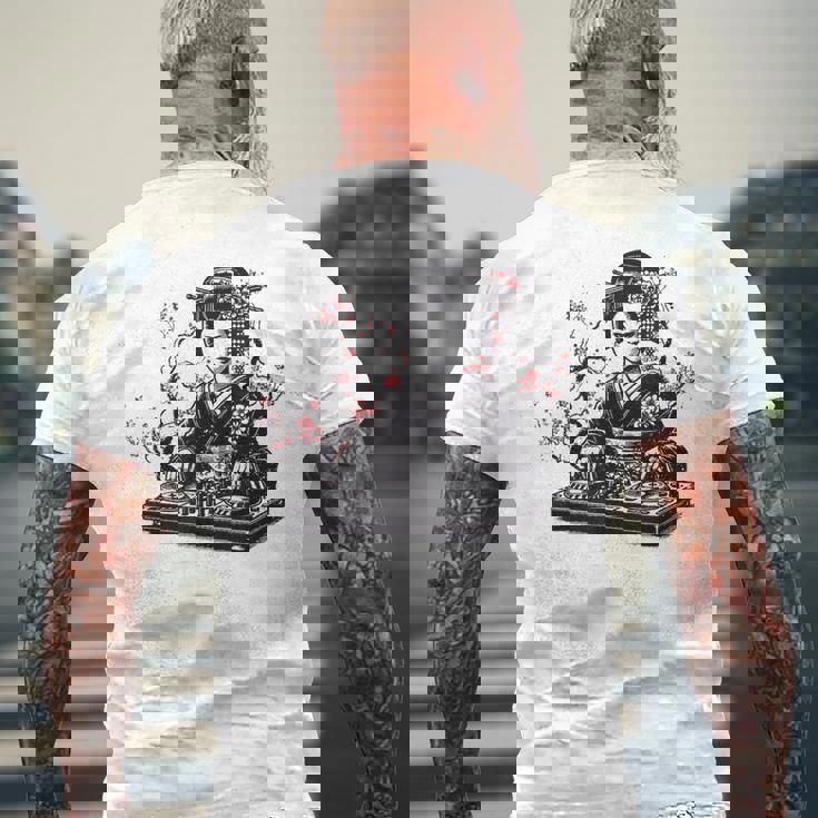 芸者 Dj 着物 和 美的 原宿 メンズTシャツ バックプリント 高齢者への贈り物