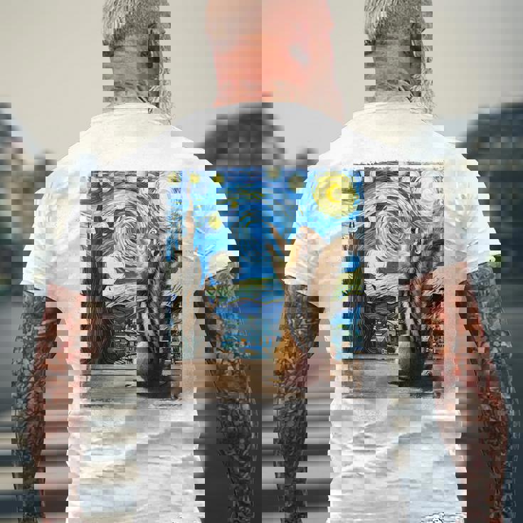 芸術的なシマリスシャツ ゴッホスタイル 星月夜 シマリス メンズTシャツ バックプリント 高齢者への贈り物