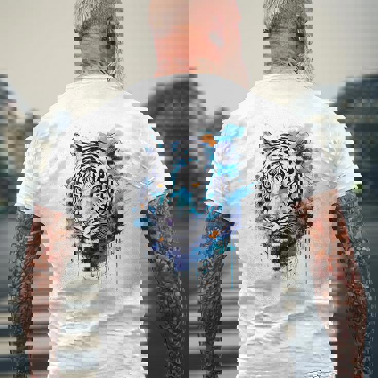 虎のアートワーク 動物園の動物 虎 メンズTシャツ バックプリント 高齢者への贈り物