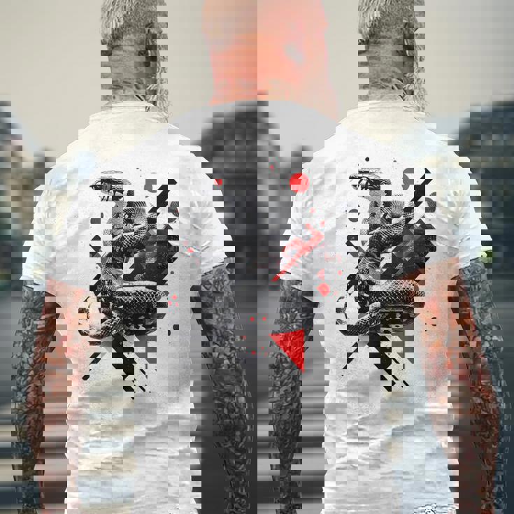 蛇 動物 モチーフ アートワーク 蛇 メンズTシャツ バックプリント 高齢者への贈り物