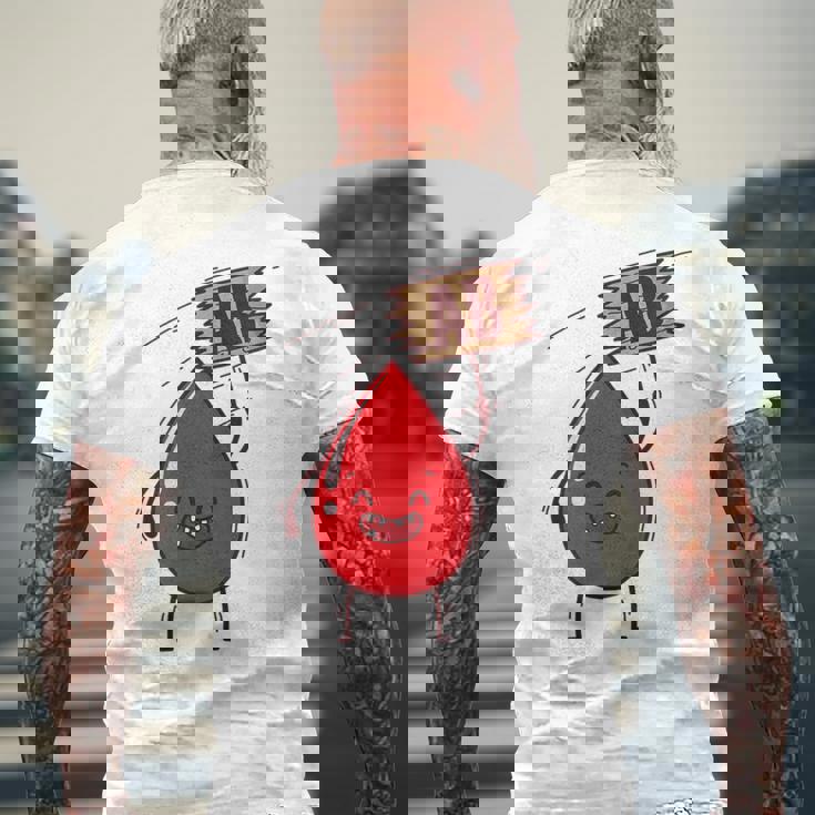 血液型 Ab 血液ドロップ シールドハート付き メンズTシャツ バックプリント 高齢者への贈り物