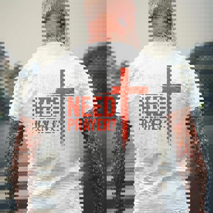 親愛なる私の後ろにいる人は祈りが必要だ、私の肩をたたいて信仰を メンズTシャツ バックプリント 高齢者への贈り物