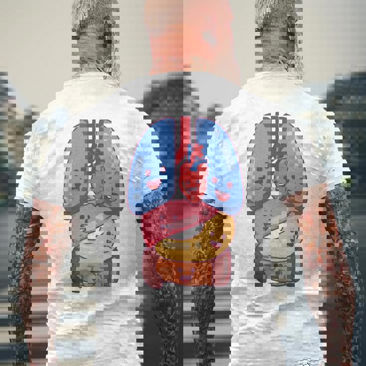 解剖学 生理学 心臓 肺 生命 器官 イラスト メンズTシャツ バックプリント 高齢者への贈り物