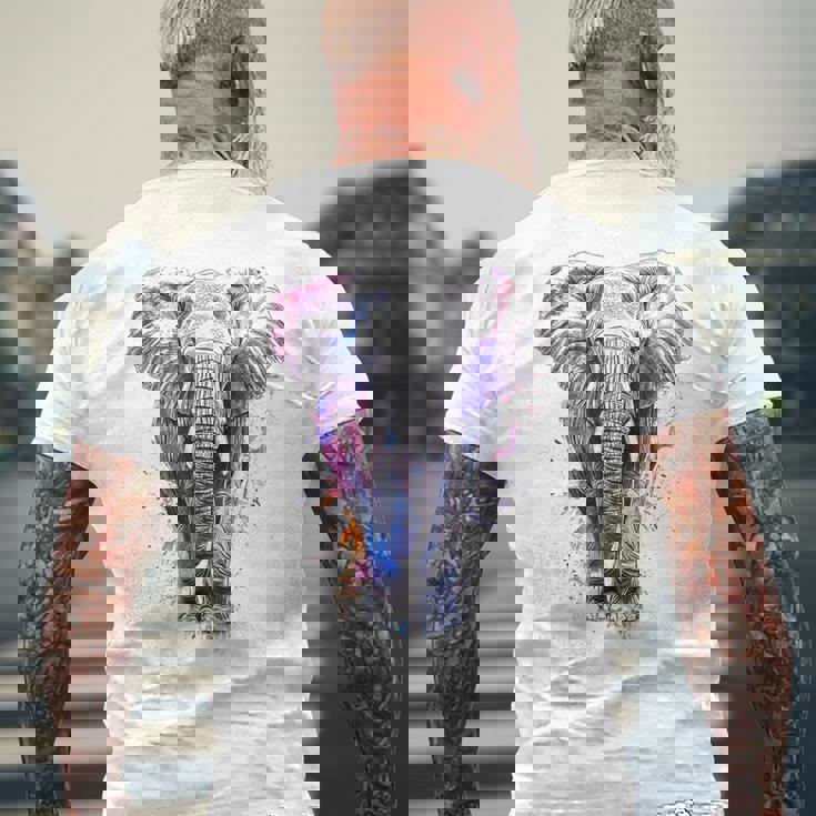 象 抽象画 モチーフ 動物 恋人 アート 象 メンズTシャツ バックプリント 高齢者への贈り物