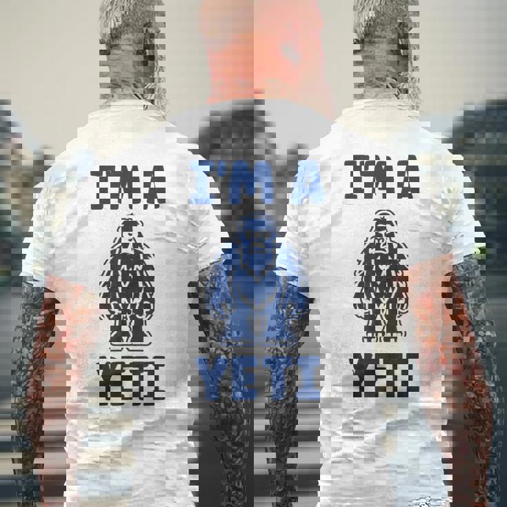 野獣のイエティ 忌まわしい雪だるまのユーモア 私はイエティが大好き I'm A Yeti メンズTシャツ バックプリント 高齢者への贈り物